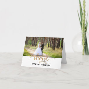 Eenvoudige goudkalligrafie Foto Hartelijk dank Bedankkaart