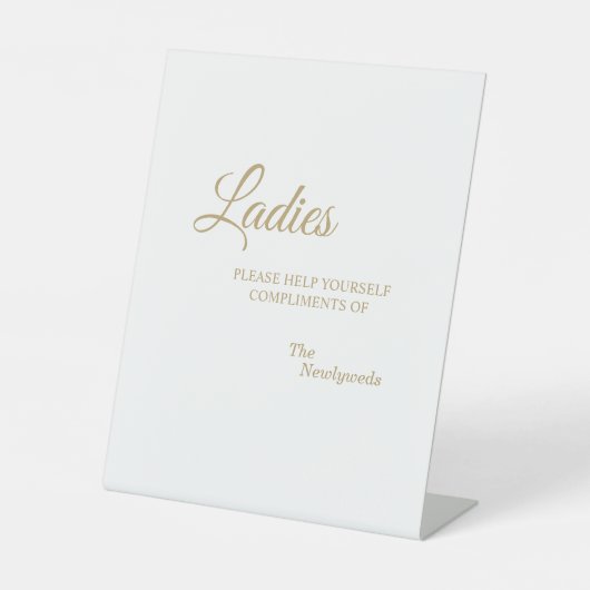 Eenvoudige goudkalligrafie voor dames reclamebord met voetstuk (Voorkant)