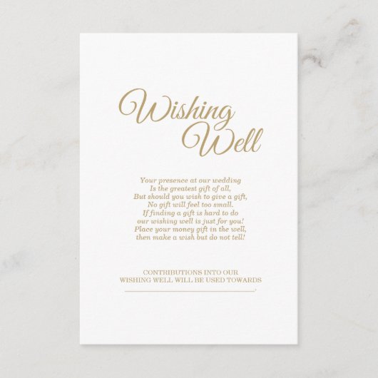 Eenvoudige goudkalligrafie-weduwschap goed informatiekaartje (Voorkant)