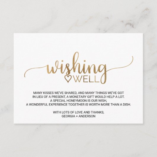 Eenvoudige goudkalligrafie-weduwschap goed informatiekaartje (Voorkant)