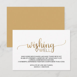 Eenvoudige goudkalligrafie-weduwschap goed informatiekaartje