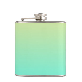 Eenvoudige Gradiënt Pastel Geel Turquoise Heupfles