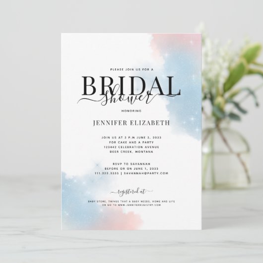 Eenvoudige grafische Glitter Bridal Shower-uitnodi Kaart (Staand voorkant)
