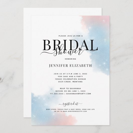 Eenvoudige grafische Glitter Bridal Shower-uitnodi Kaart (Voorkant / Achterkant)