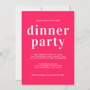 Eenvoudige grafische typografie Diva Roze Dinner P Kaart