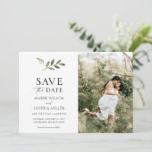 Eenvoudige Greenery Foto sparen de Uitnodiging van (Staand voorkant)