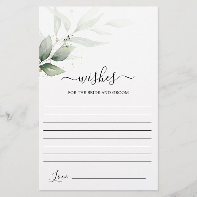 Eenvoudige Greenery wil de Bride-kaart (Voorkant)