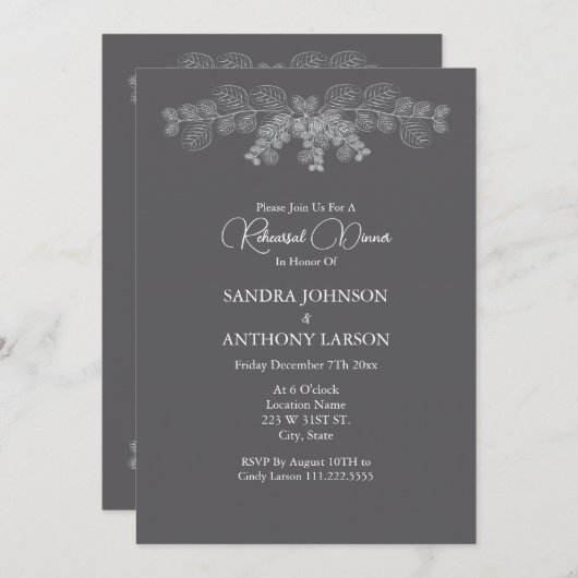 Eenvoudige Grey Line Art Eucalyptus repetitie Kaart (Voorkant / Achterkant)