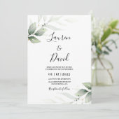 Eenvoudige Grienery bruiloft Kaart (Staand voorkant)