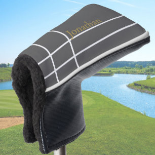 Eenvoudige grijs en goud minimalistische aangepast golfheadcover