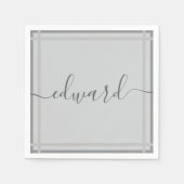 Eenvoudige grijze aangepaste naam servet (Voorkant)