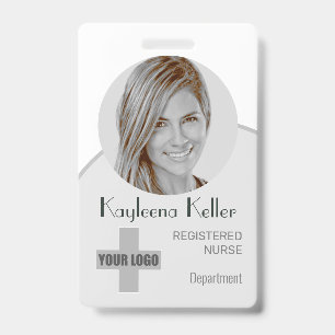 Eenvoudige grijze cirkel foto logo barcode ID-code Badge