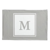 Eenvoudige grijze en witte monogrammen kussensloop (Achterkant)