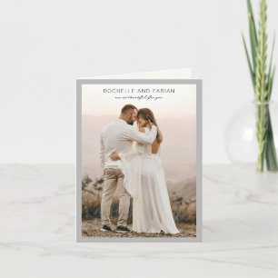 Eenvoudige Grijze Foto Elegante Huwelijk Bedankkaart