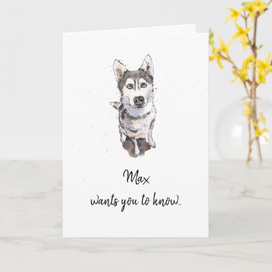 Eenvoudige grijze Husky minimale aangepaste moeder Kaart (Gele Bloem)