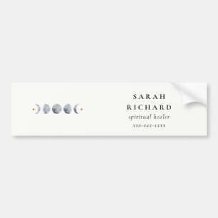 Eenvoudige Grijze Maan Celestial Moon Phase Waterv Bumpersticker