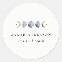 Eenvoudige Grijze Maan Celestial Moon Phase Waterv Ronde Sticker