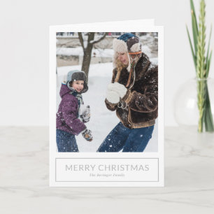 Eenvoudige Grijze Minimalistische Foto Kerstmis Feestdagen Kaart
