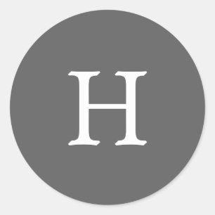 Eenvoudige grijze monogram trouw ronde sticker