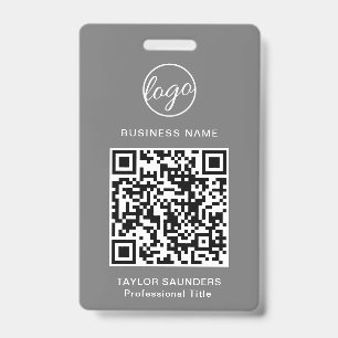 Eenvoudige grijze QR-code werknemers-ID Badge