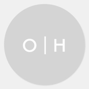 Eenvoudige grijze ronde sticker   initialen/monogr