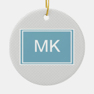 Eenvoudige Grijze Zigzag Keramisch Ornament