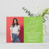 EENVOUDIGE GRILLIGE CALLIGRAFIE AFSTUDEREN UITNODI KAART (Staand voorkant)