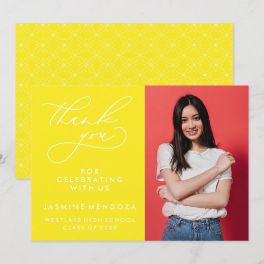 EENVOUDIGE GRILLIGE KALLIGRAFIE AFSTUDEREN DANK U BEDANKKAART (Voorkant / Achterkant)