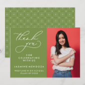 EENVOUDIGE GRILLIGE KALLIGRAFIE AFSTUDEREN DANK U BEDANKKAART (Voorkant / Achterkant)