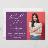 EENVOUDIGE GRILLIGE KALLIGRAFIE AFSTUDEREN DANK U BEDANKKAART (Voorkant)