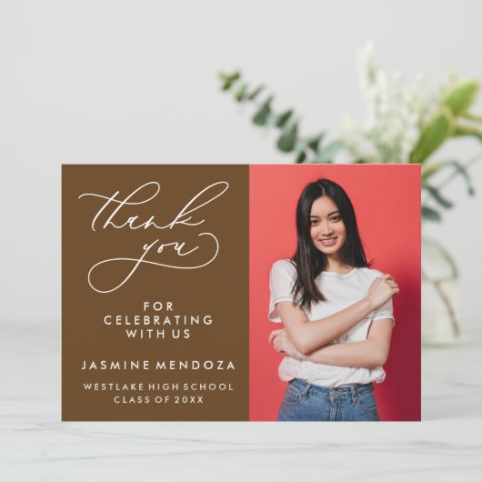 EENVOUDIGE GRILLIGE KALLIGRAFIE AFSTUDEREN DANK U BEDANKKAART (Staand voorkant)