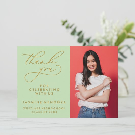 EENVOUDIGE GRILLIGE KALLIGRAFIE AFSTUDEREN DANK U BEDANKKAART (Staand voorkant)