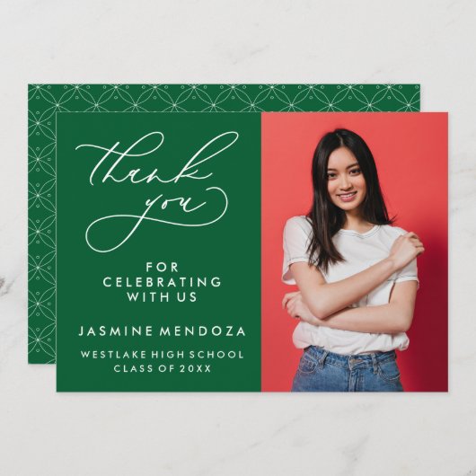 EENVOUDIGE GRILLIGE KALLIGRAFIE AFSTUDEREN DANK U BEDANKKAART (Voorkant / Achterkant)