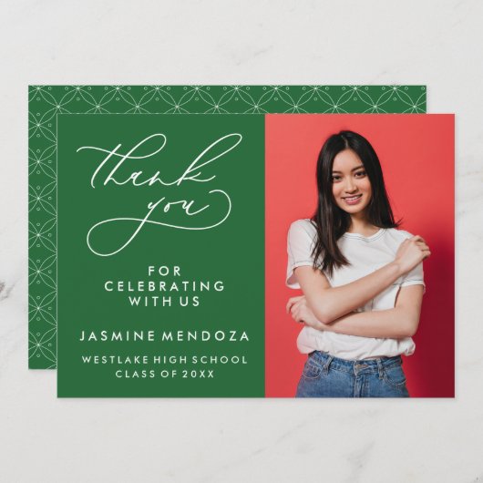 EENVOUDIGE GRILLIGE KALLIGRAFIE AFSTUDEREN DANK U BEDANKKAART (Voorkant / Achterkant)