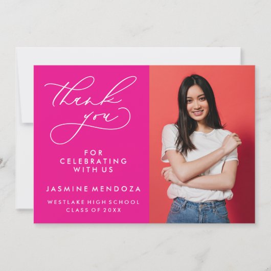 EENVOUDIGE GRILLIGE KALLIGRAFIE AFSTUDEREN DANK U BEDANKKAART (Voorkant)