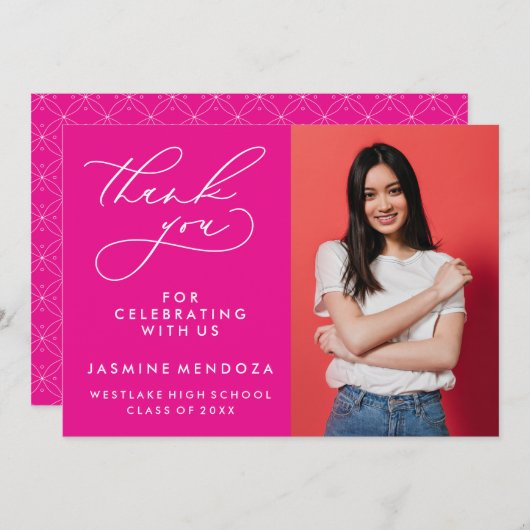 EENVOUDIGE GRILLIGE KALLIGRAFIE AFSTUDEREN DANK U BEDANKKAART (Voorkant / Achterkant)