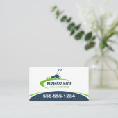 Eenvoudige Groen Blauw Lawn Landscaping Mowing Ser Visitekaartje (Staand voorkant)