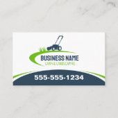 Eenvoudige Groen Blauw Lawn Landscaping Mowing Ser Visitekaartje (Voorkant)