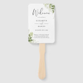Eenvoudige Groene Blad Bruiloftsprogramma Handvent Handwaaier (Voorkant)