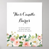 Eenvoudige groene bloemen Deze kaars brandt bord Poster (Voorkant)