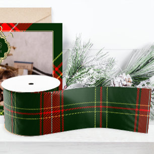 Eenvoudige groene en rode geruite Kerstvakantie Grosgrain Lint