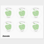 Eenvoudige groene en witte appel van ons oog ronde sticker (Vel)