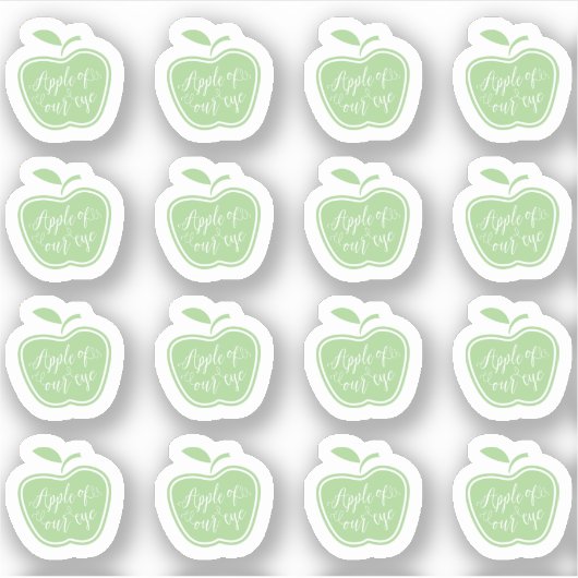 Eenvoudige groene en witte appel van ons oog sticker (Voorkant)