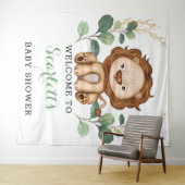 Eenvoudige Groene Goud Leeuw Jongen Baby Shower We Wandkleed (In Situ (horizontaal))