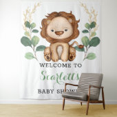 Eenvoudige Groene Goud Leeuw Jongen Baby Shower We Wandkleed (In situ)