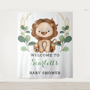 Eenvoudige groene goud leeuw jongen babyshower wel wandkleed