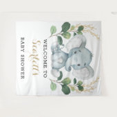 Eenvoudige groene goud olifant baby shower welkom wandkleed (Voorkant (horizontaal))