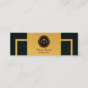 Eenvoudige Groene Grunge Vertical Gold Border Lawy Mini Visitekaartje