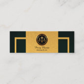 Eenvoudige Groene Grunge Vertical Gold Border Lawy Mini Visitekaartje (Voorkant)