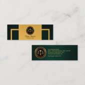 Eenvoudige Groene Grunge Vertical Gold Border Lawy Mini Visitekaartje (Voorkant / Achterkant)